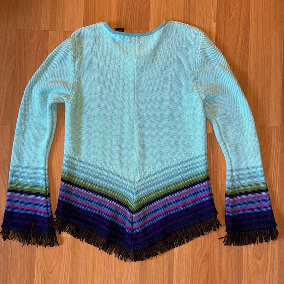 Gap Kids Y2K cotton sweater, XXL. Tribal influence angular stripes and fringe. - Picture 2 of 7